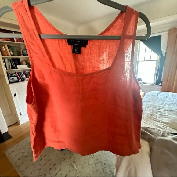 Tahari linen coral top size large - Picture 3 of 6